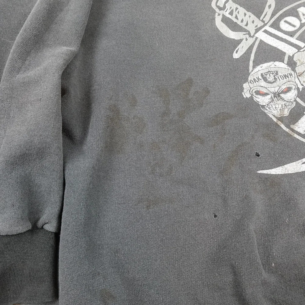 Vintage Oakland Raiders Sweatshirt Mens 3XL Black NFL Mickey Unlimited 90s - Picture 4 of 14